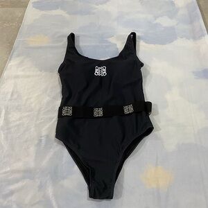 Loewe One-Piece Open-Back Black Swimsuit